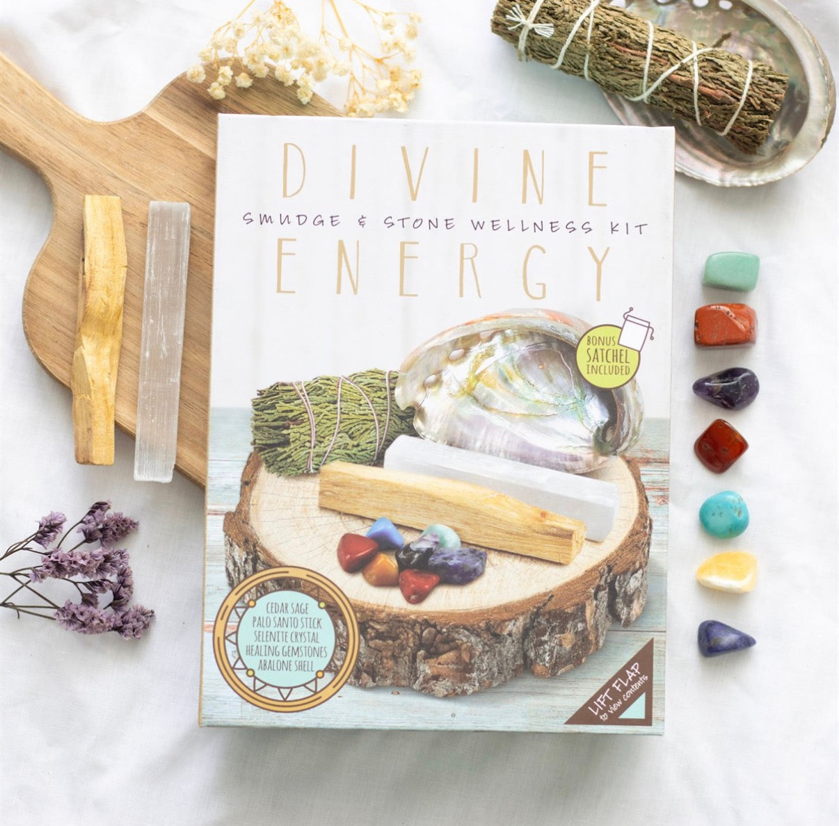 DIVINE ENERGY SMUDGE AND STONE WELLNESS KIT