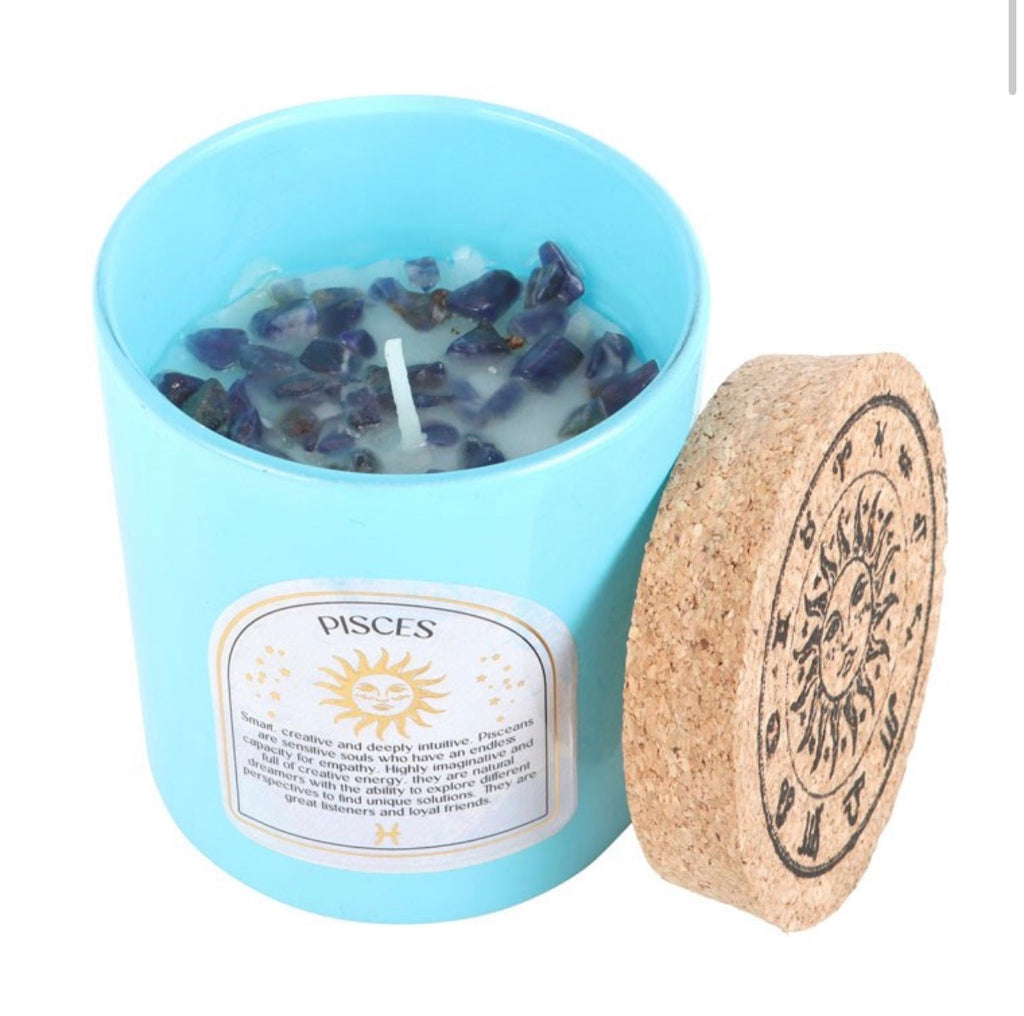 PISCES GARDENIA GEMSTONE ZODIAC CANDLE