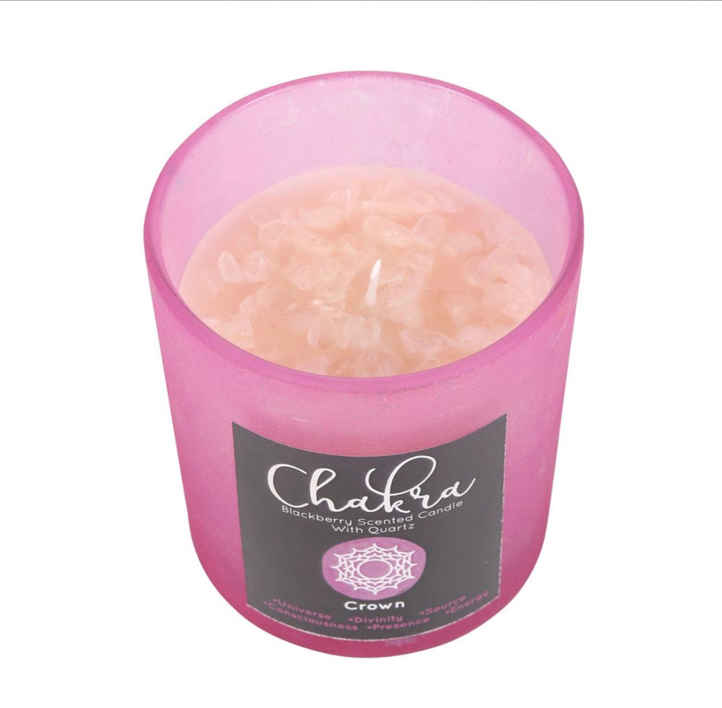 CROWN CHAKRA BLACKBERRY CRYSTAL CHIP CANDLE