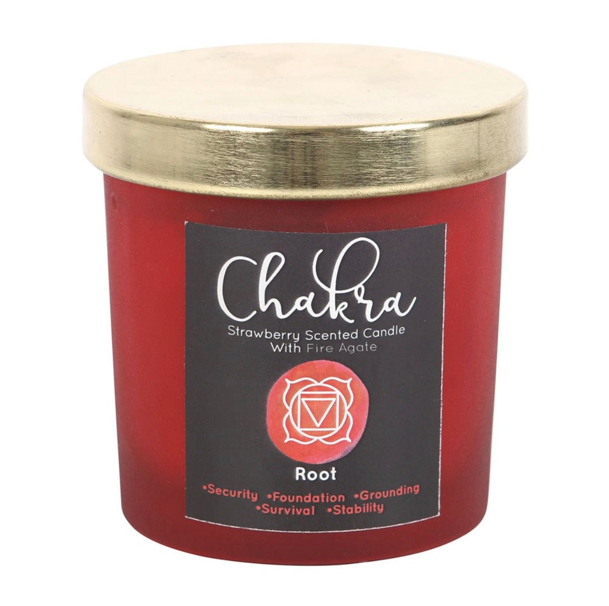 ROOT CHAKRA STRAWBERRY CRYSTAL CHIP CANDLE