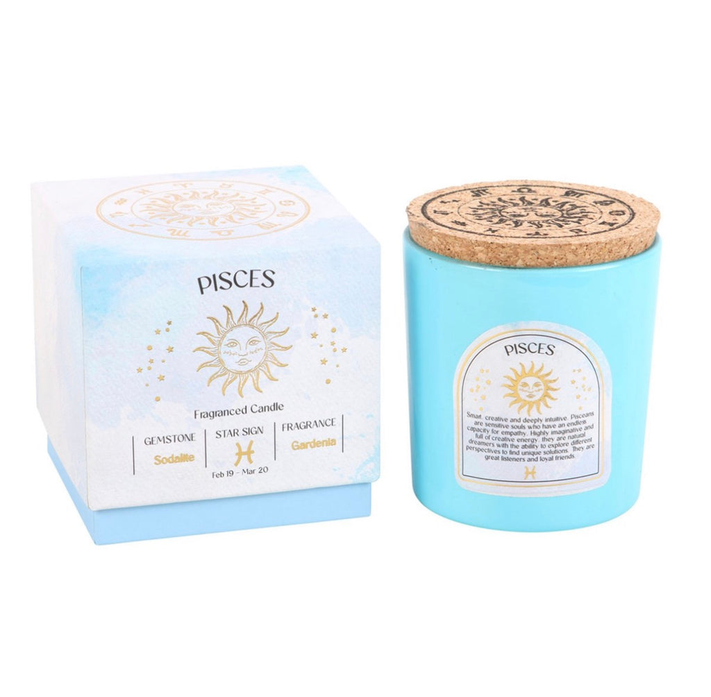 PISCES GARDENIA GEMSTONE ZODIAC CANDLE
