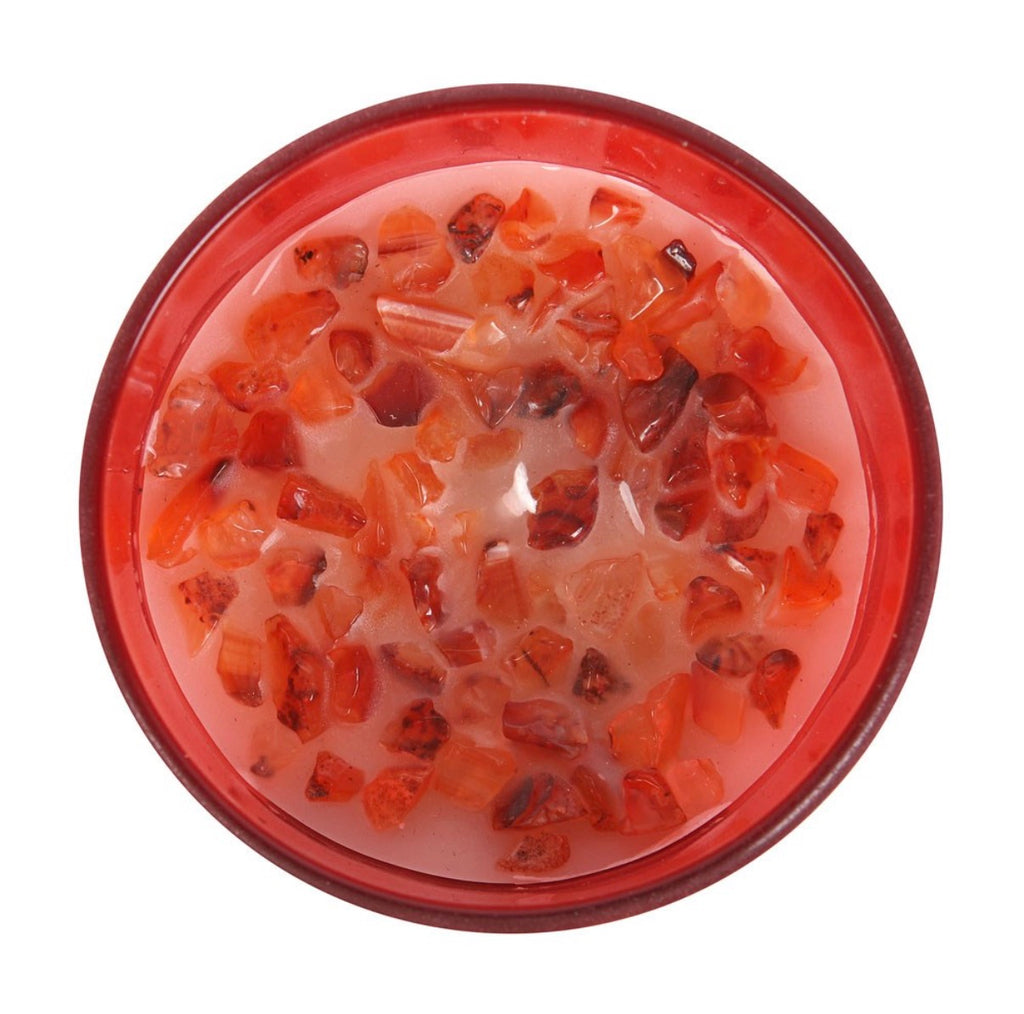 ROOT CHAKRA STRAWBERRY CRYSTAL CHIP CANDLE