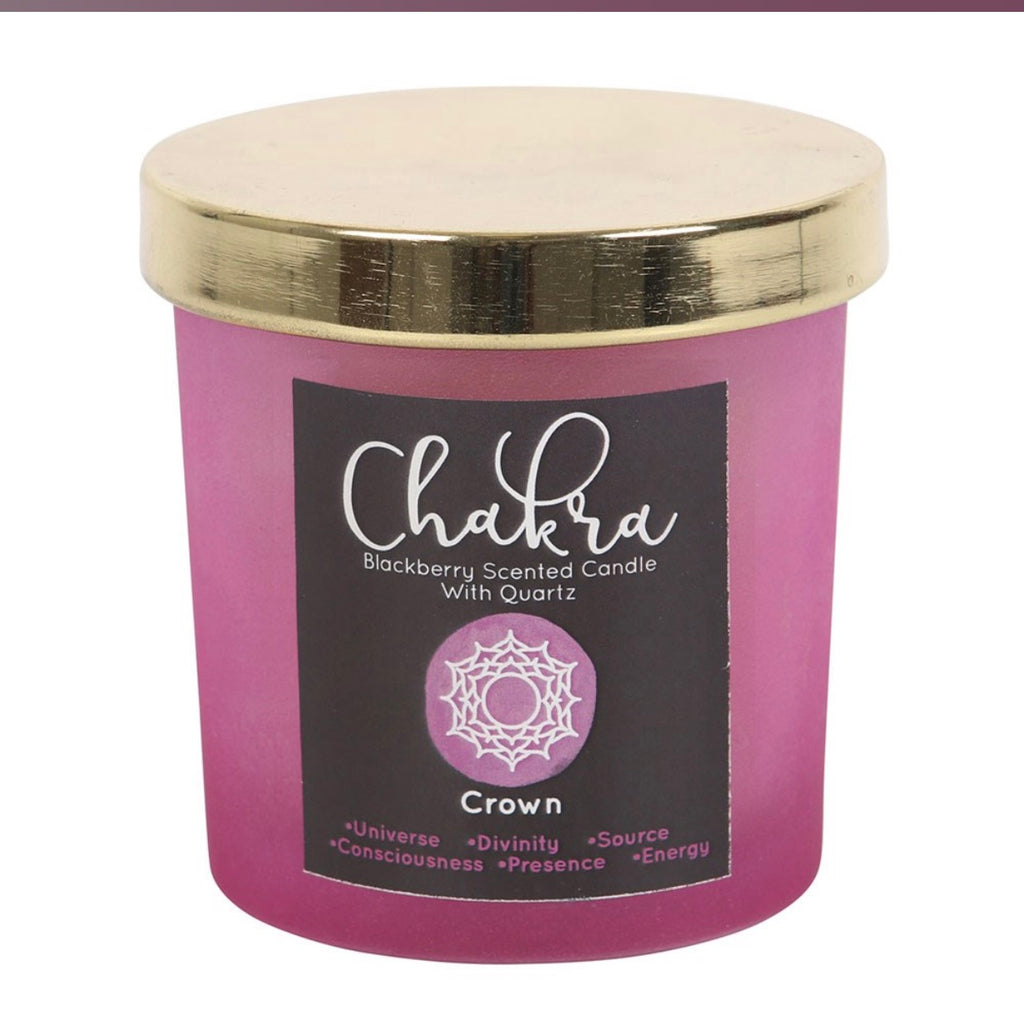 CROWN CHAKRA BLACKBERRY CRYSTAL CHIP CANDLE