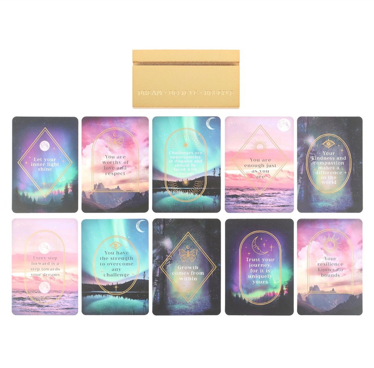 ETHEREAL AFFIRMATION CARDS WITH WOODEN STAND