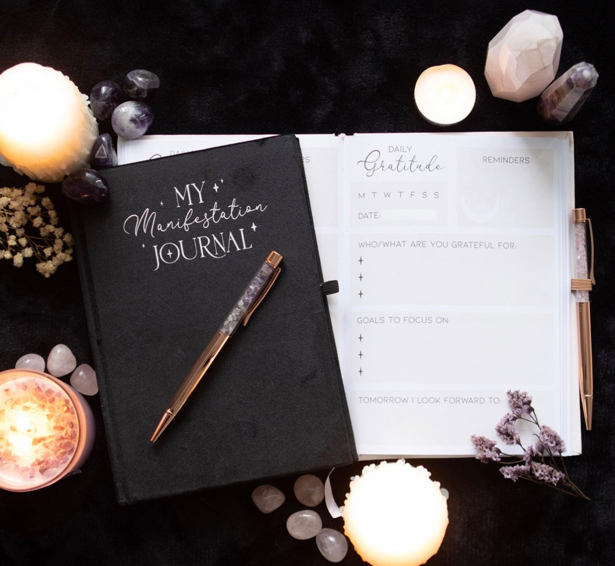 MANIFESTATION JOURNAL WITH AMETHYST PEN