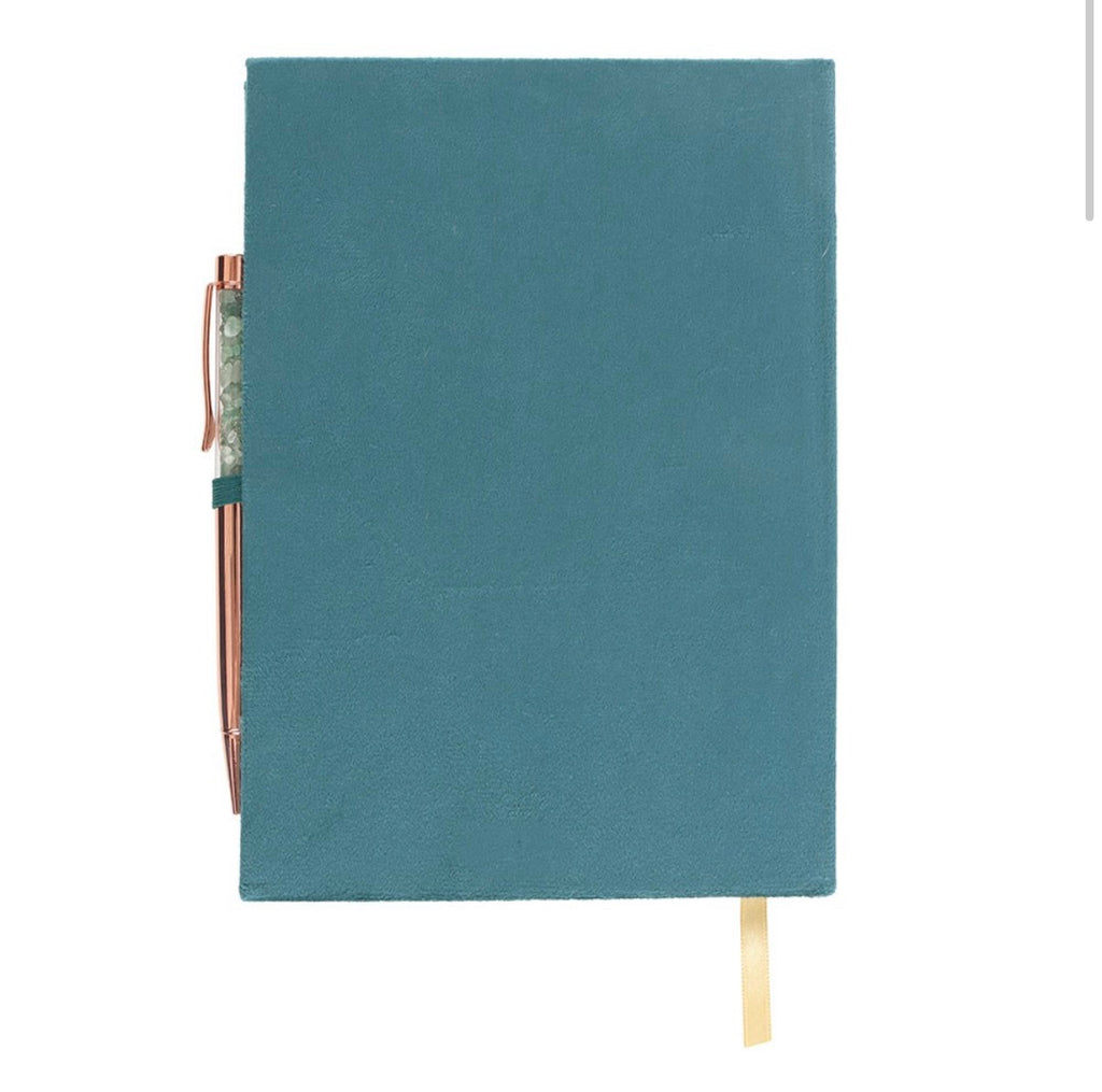 BOOK OF ABUNDANCE JOURNAL WITH GREEN AVENTURINE CRYSTAL PEN