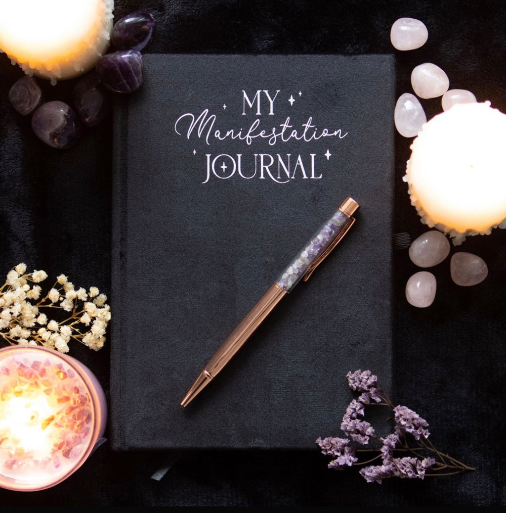 MANIFESTATION JOURNAL WITH AMETHYST PEN