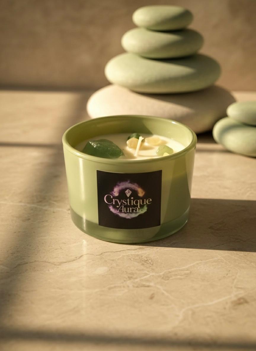 Lemon & Sage — Crystal-Infused Scented Candle