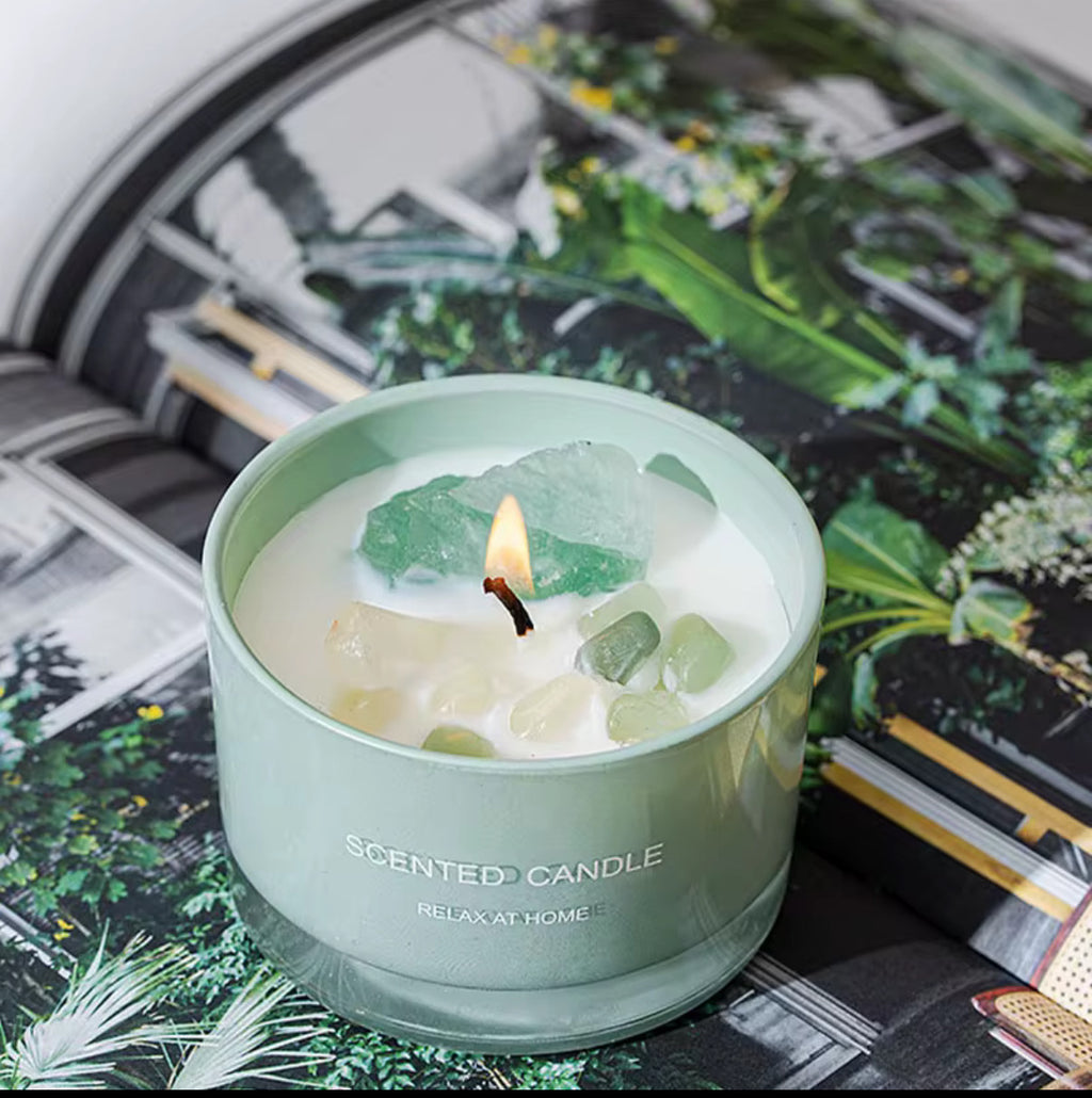 Lemon & Sage — Crystal-Infused Scented Candle